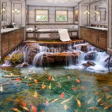 Nach 3d Boden Tapete Wasserfall Karpfen Badezimmer Boden Wandmalereien 3d Pvc Selbst Adhesive Wand Aufkleber Tapete Wasserdicht Aliexpress Mobile Badezimmer Boden Tapeten Wohnzimmer Boden