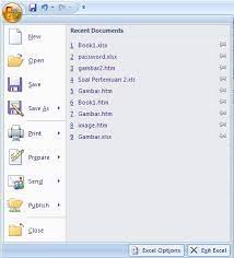 Memang dalam kurun waktu tertentu microsoft selalu mengeluarkan versi terbaru aplikasi ms excel dengan tampilan yang berbeda. Sebutkanlah Menu Dan Ikon Yang Terdapat Dalam Office Button Microsoft Excel 2007 Sebutkan Fungsinya Brainly Co Id