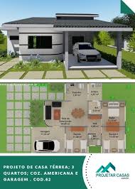 Casas Pequenas Plantas De Casas Com Cozinha Americana E 2 Quartos Projeto De Casa Terrea Com Cozinha Americana Cod 62 Projetos De Casas Projetos De Casas Terreas Planta De Casa Terrea
