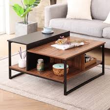 Unfinished medium square wood coffee table. Buy Homooi Industrial Square Coffee Table With Storage Shelves For Living Room Modern Wood Metal Center Table With 4 Open Large Storage Compartments 31 5 Walnut Black Online In Indonesia B08q3q928w