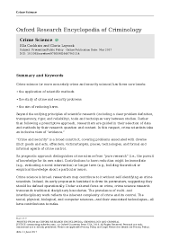 Pdf Crime Science Ella Cockbain And Gloria Laycock Academia Edu