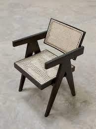 pierre jeanneret office chair in black modernist furniture rattan armchair modern lounge chair design