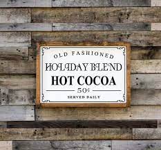 Hot Cocoa Wood Sign Hot Chocolate Bar Christmas Decor Holiday Decorations Home Decor Farmhouse Style Christmas Sleigh Ride Wood Signs Etsy Wall Art