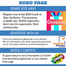 Open Up Countless Opportunities For Your Business By Http Kokopage Com Register Now Get 100 Credit As Sign Up Banner Advertising Classified Ads Signup