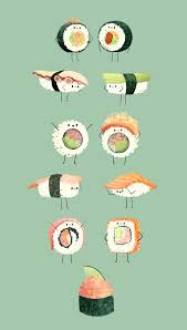 Sushi Friends Drawing Brush Set On Behance Drawings Of Friends Sushi Drawing Cute Food Wallpaper