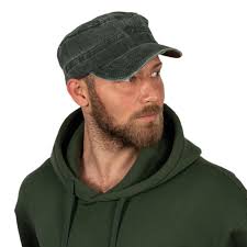 Castro Style Cap Forest Green Summer Pigment Dyed Cotton Military Cap, Army  Style