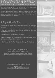 Studio Jencquel Membuka Peluang Karier Sebagai Designer Architect Untuk Bekerja Di Ubud Bali Http Bit Ly 1lzidpn Deadline 11 Jan It Ubud Studio Bali