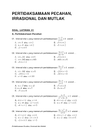 Tidak ada bilangan real x yang memenuhi persamaan. 05 Latihan 01