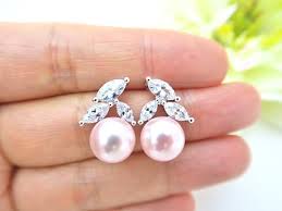 Average customer rating 5.0 out of 5 stars. Blush Pink Pearl Earrings Wedding Jewelry Cubic Zirconia Stud Earrings Rosaline Pearl Earrings Weddi On Luulla