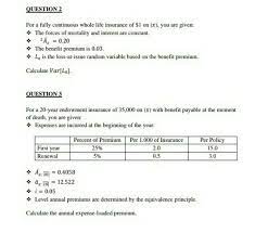 Explaining expense constant term for dummies. Question 2 For A Fully Continuous Whole Life Chegg Com