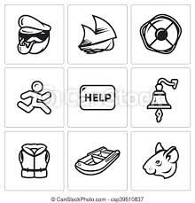 The catastrophe happened when the cruise ship was sailing from athens to dubai. Vector Set Of Shipwreck Icons Captain Ship Rescue Escape Help Distress Tocsin Life Jacket Evacuation Rat Sailor Canstock