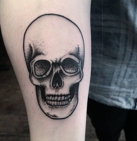 Black dotwork skull tattoo - Tattoogrid.net