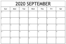 September 2020 Calendar Printable Template In Pdf Word Excel