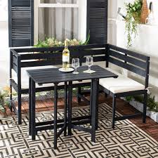 Safavieh Wilton Acacia Corner Patio Conversation Set Apartment Balcony Decorating Balcony Furniture Outdoor Sofa Sets