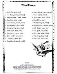 Rhyming Words Rhyming Words Words Speech And Language