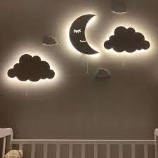 Set Of 3 Baby Room Night Light 1 Moon 2 Clouds Nursery Lamp Baby Bedroom Nursery Lamp Christmas Gift F Baby Night Light Nursery Lamp Best Baby Night Light