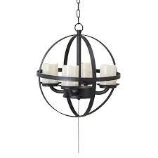 Create regal lighting in any space using this stunning globe chandelier. Sunjoy Spherical Outdoor Chandelier With 4 Battery Powered Led Candles Black D203015600 Rona
