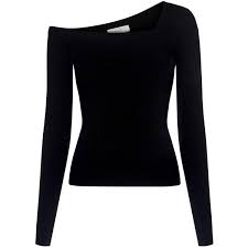 A L C Aria Asymmetric Off The Shoulder Knit Top 285 Liked On Polyvore Featuring Tops Double Layer Top A L C Top Long Sl Long Knit Tops Knit Top Tops
