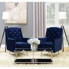 Justroomy modern accent chair stool set fabric armchair ottoman bench footrest for living room bedroom office upholstered comfy chairs with removable seat. Aveline Tufted Polyester Wingback Chair Blue Chairs Living Room Blue Living Room Decor Blue And Gold Living Room