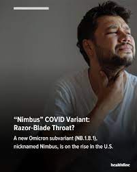 🦠 A new COVID-19 variant, nicknamed Nimbus, is on the rise — and people  are reporting a sore throat so intense, it's being called “razor blade  throat.” ⁣ ⁣ Doctors say the