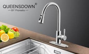 We are located in port washington, ny, supplying wholesale and oem acounts throughout north america and the caribbean. Queensdown Stainless Steel Kitchen Faucet High Arc Single Handle Pull Out Brushed Nickel Single Level Stainless Steel With Pull Down Sprayer 3 Modes With Deck Palte Amazon Com