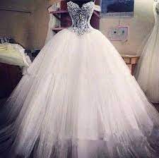 Luxurious Bling Strapless Wedding Dresses Corset Bodice Sheer Bridal Ball Crystal Pearl Be Ball Gowns Wedding Wedding Dresses Strapless Ball Gown Wedding Dress