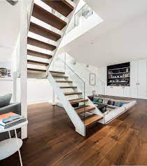 Basement With Floating Stairs And Sunken Lounge Area Emr Architecture Architecture Design Interi Stairs Design Interior Interior Staircase Edwardian House