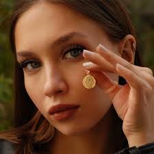 14K Solid Gold Hamsa Hand Coin Necklace Charm: Protection Jewelry