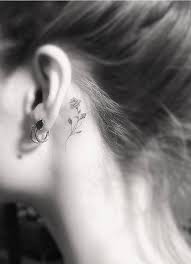 Minimal Flower Behind The Ear Tattoo Tiny Tattoos For Girls Small Rose Tattoo Cute Tiny Tattoos