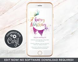 Happy Birthday Party Invite Rainbow Party Invitation Template Instant Download Electronic I Invitation Template Electronic Invitations Digital Invitations