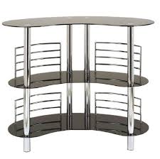 Home Source Industries 12911 Tempered Glass Bar Chrome And Black Glass Shelves Bars For Home Home Bar Furniture