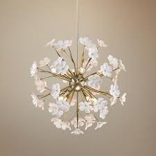 Posy 23 W White Gold Large Porcelain Flower Pendant 13h52 Lamps Plus Porcelain Flowers Hanging Light Fixtures Dining Room Chandelier Modern