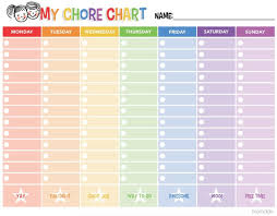 Free Printable Chore Chart Chore Chart For Adults