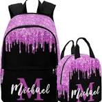 MyPupSocks Mochila escolar personalizada con nombre personalizado, mochila  o bolsa de almuerzo, unisex, Multi 07, Personalizado