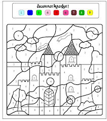My kids always proudly display their finished pages on our refrigerator! Color By Number Castle Worksheet Crafts And Worksheets For Preschool Toddler And Kindergarten Castle Coloring Page Coloring Books Coloring Pages For Kids