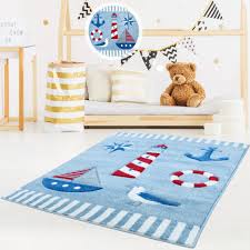 Maritime motive zum ausdrucken kostenlos link abrufen. Der Kinderteppich Zaubert Maritimes Flair In Jedes Zimmer Auf Hellblauen Untergrund Gesaumt Mit Weissen Streifen S Kinderteppiche Maritimes Kinderzimmer Zimmer
