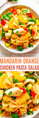 Mandarin Orange Chicken Pasta Salad Averie Cooks Recipe Chicken Pasta Salad Easy Pasta Salad Pasta Salad