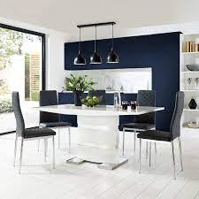 4.5 out of 5 stars (35) total ratings 35, £70.40 new. Komoro White High Gloss Dining Table With 6 Renzo Grey Leather Chairs Furniture And Choice
