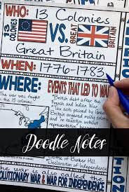 Students Will Color And Doodle As They Learn About The American Revolution Revolutionary War Or War Doodle Notes American Revolution Middle School Us History
