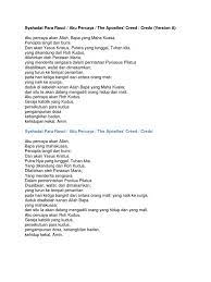 Dan akan yesus kristus, puteranya yang tunggal, tuhan kita. Syahadat Para Rasul Aku Percaya The Apostles Creed Credo