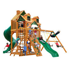 Gorilla Playsets Malibu Deluxe I Cedar Swing Set With Natural Cedar Posts Gorilla Playsets Wooden Swing Set Swing Set
