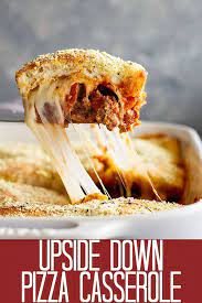 This Upside Down Pizza Casserole Is Filled With 3 Meats Vegetables And Gooey Cheese Top With Homemade Or Store Bou Upside Down Pizza Pizza Casserole Recipes