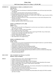 Medical Representative Resume Samples Velvet Jobs