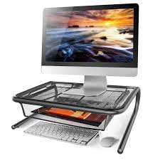 Desktop printer stand with drawers. Klickpick Office Metal Mesh Monitor Desk Stand Riser Printer Stand Holder With Drawer Organizer For Computer Laptop I Mac Desk Black Buy Online In Antigua And Barbuda At Antigua Desertcart Com Productid