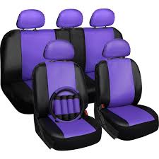 Oxgord Polyurethane Seat Covers 21 5 In L X 21 In W X 31 In H Seat Cover Set Purple And Black 17 Piece Purple Black In 2019 Leather Seat Covers Car Seat