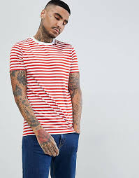 Zbrandy wide striped t shirt for men sailor tee red white black navy stripes top basic. Asos Design Stripe T Shirt In Red And White Asos