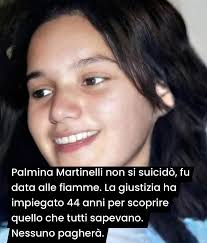 𝐏𝐚𝐥𝐦𝐢𝐧𝐚 𝐌𝐚𝐫𝐭𝐢𝐧𝐞𝐥𝐥𝐢 𝐧𝐨𝐧 𝐬𝐢 𝐬𝐮𝐢𝐜𝐢𝐝𝐨̀. 𝐅𝐮  𝐮𝐜𝐜𝐢𝐬𝐚. 𝐌𝐚 𝐧𝐞𝐬𝐬𝐮𝐧𝐨 𝐩𝐚𝐠𝐡𝐞𝐫𝐚̀. L'11 novembre 1981,  Palmina Martinelli, 14 anni, fu trovata avvolta dalle fiamme nel bagno  della sua casa a Fasano (Brindisi ...