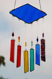 Rainbow Wind Chimes Choice Of Colors Stained Glass And Pretty Etsy Stained Glass Wind Chimes Wind Chimes Glass Wind Chimes