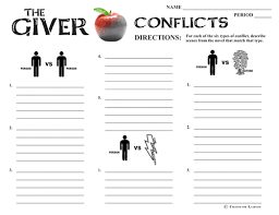 There are four major types of conflict; Giver Conflict Graphic Organizer 6 Types Of Conflict Teaching Resources
