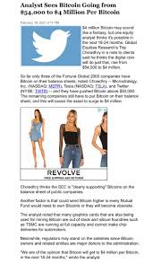 On january 28, elon musk added a bitcoin hashtag to his. Sawyer Merritt On Twitter News Global Equities Research S Trip Chowdhry In A Note To Clients Said He Thinks Bitcoin Will Rise From 54 000 To 4 Million We Are Of The Opinion